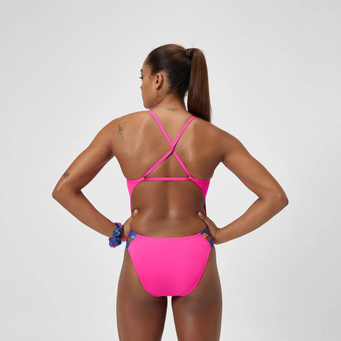 Speedo Solid Twist Back One Piece Swimsuit And Scrunchie