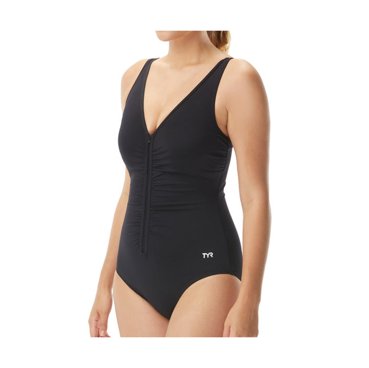 Tyr Solid V-Neck Zip Controlfit Swimsuit