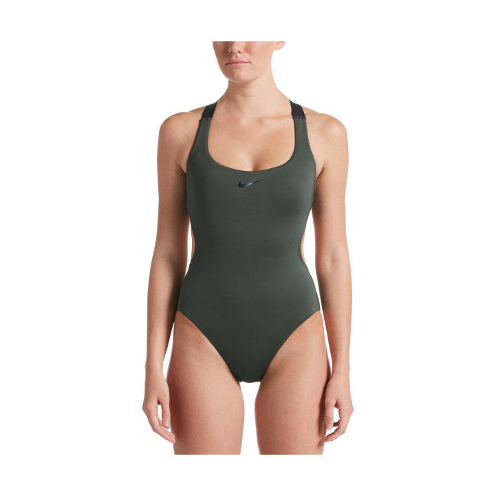 Nike Onyx Flash Bonded Cutout One Piece Swimsuit