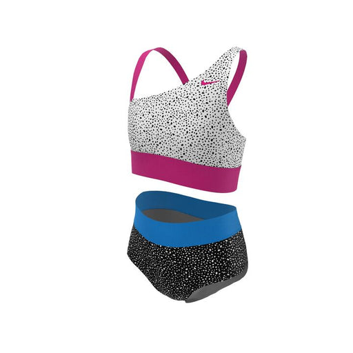 Nike Water Dots Asymmetrical Top & High Waist Bikini Set