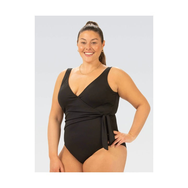 Dolfin Aquashape Black Wrap Front Swimsuit