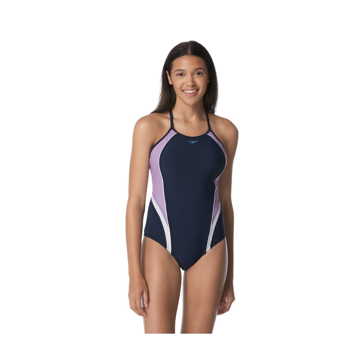 Speedo Women's Standard Swimsuit One Piece Quantum Splice Thin Strap High Cut Solid