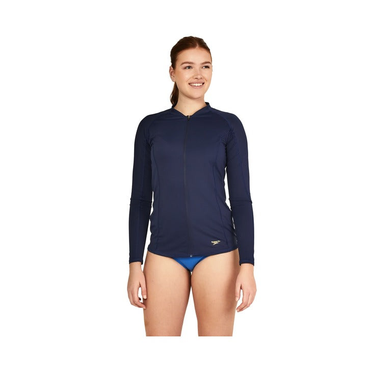 Speedo Full Zip L/S Color Block Rashguard