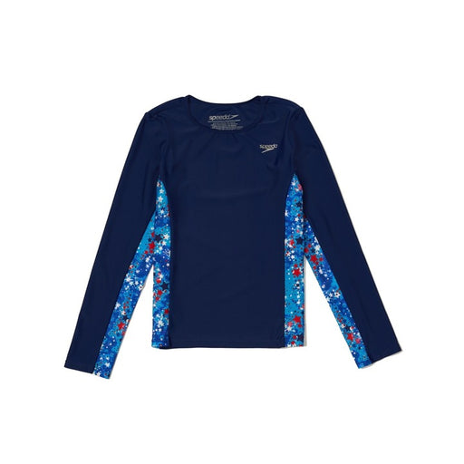 Speedo Girls L/S Print Splice Rashguard