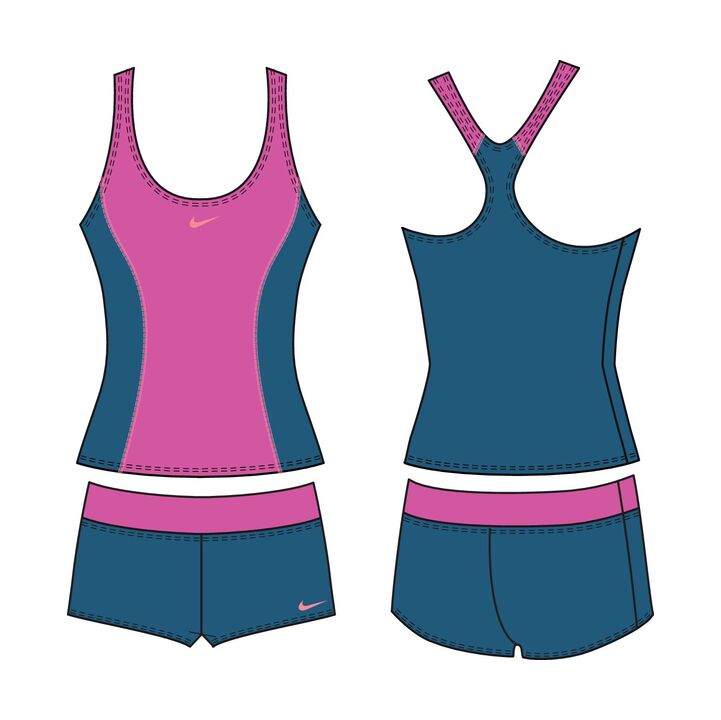 Nike Color Surge Powerback Tankini Short Set