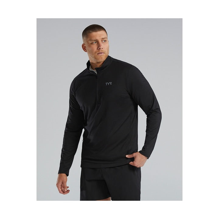 Tyr Men's SLS Long Sleeve1/4 Zip- Solid