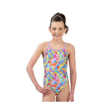 Dolfin Girls' Uglies Buttercup Criss-Cross Back One Piece Swimsuit