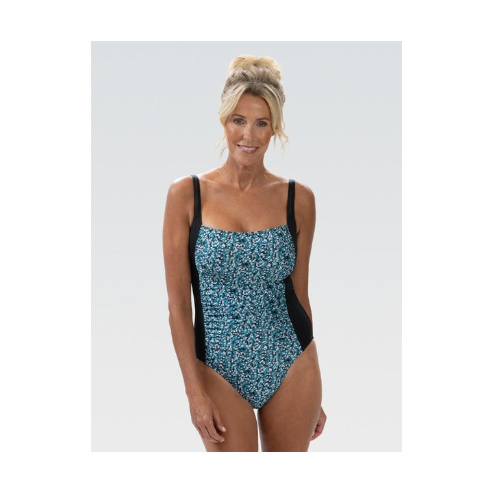 Aquashape Women's Moderate Square Neck Ruched One Piece Swimsuit