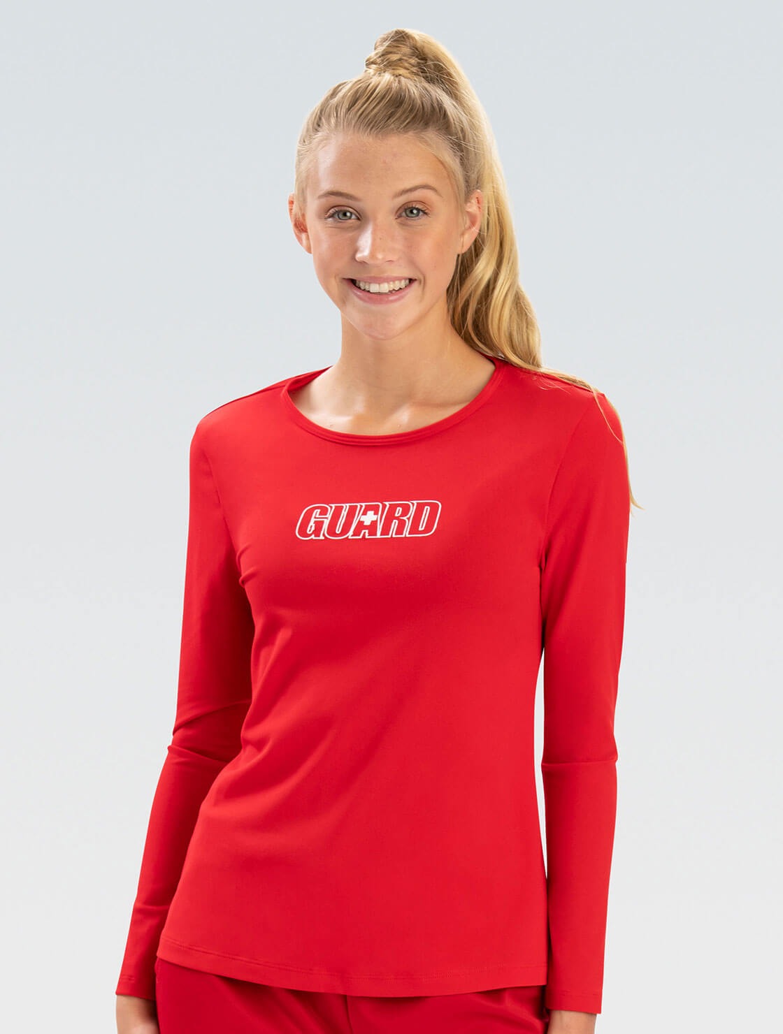 Dolfin Women's Solid Crew Neck Long Sleeve Rash Guard