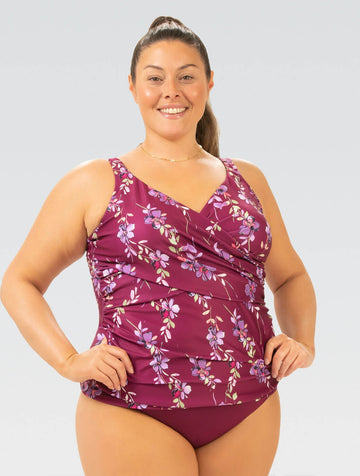 Dolfin Aquashape Wrap Front Tankini Maroon