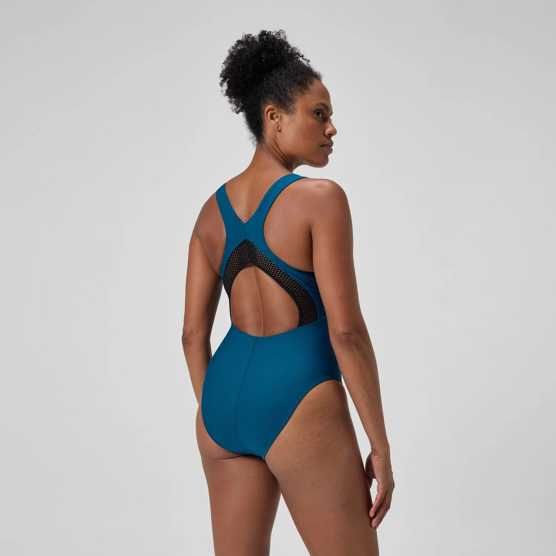 Speedo Women's Solid Scoop Mesh One Piece Swimsuit