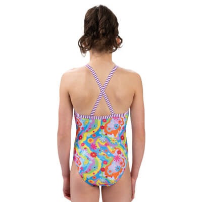 Dolfin Girls' Uglies Buttercup Criss-Cross Back One Piece Swimsuit