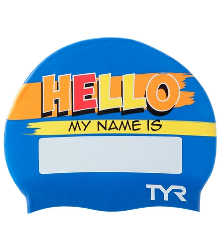 Tyr Junior Swim Cap HELLO MY NAME