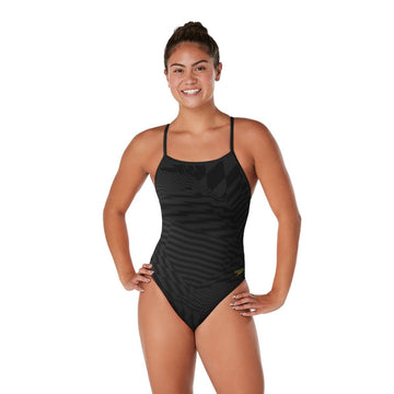 Speedo Women's Printed Double X Back One Piece Swimsuit