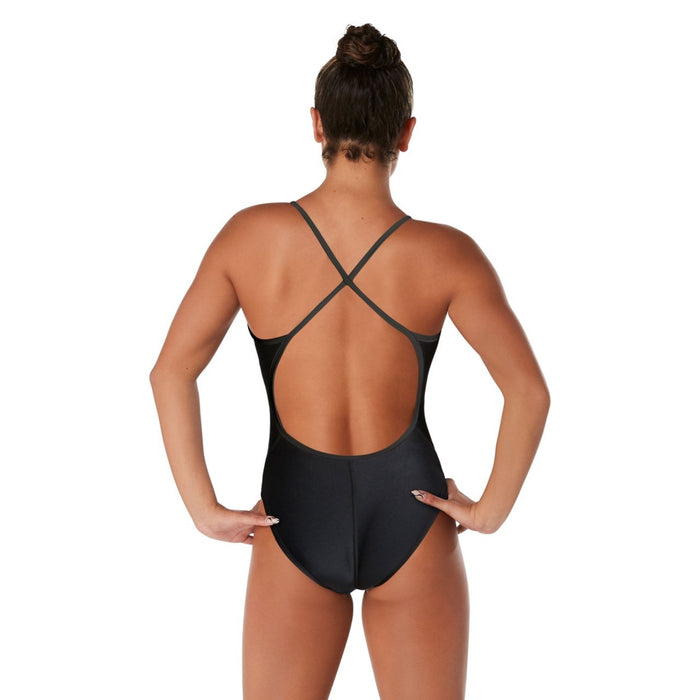 Speedo Solid Splice Flipback One Piece Swimsuit