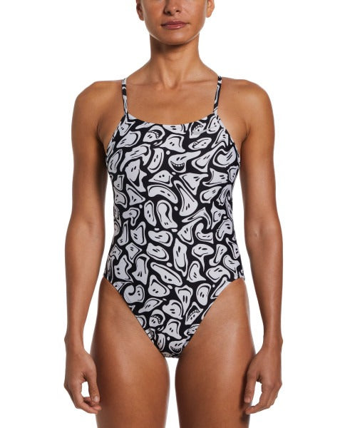 Nike Women's HydraStrong Multi Print Cut Out One Piece Swimsuit