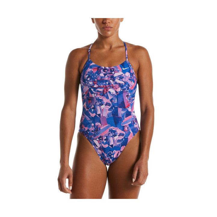 Nike Gemstone Lace Up Tie Back One Piece Swimsuit 