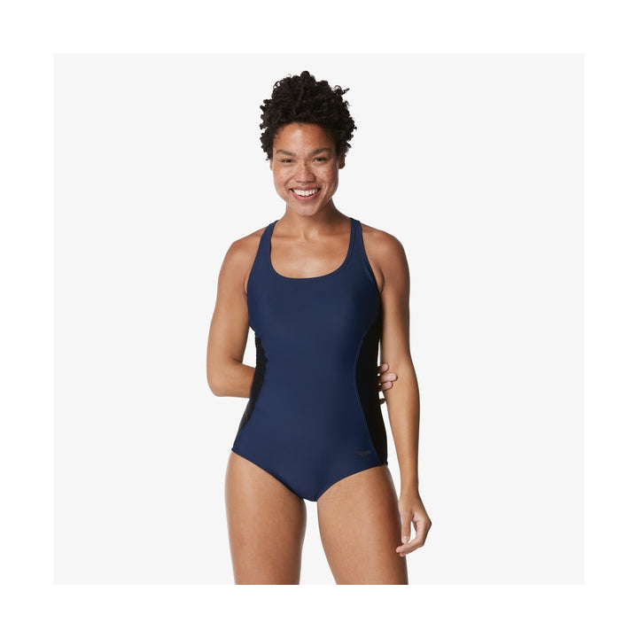 Speedo Rib Illusion Splice One Piece Swimsuit