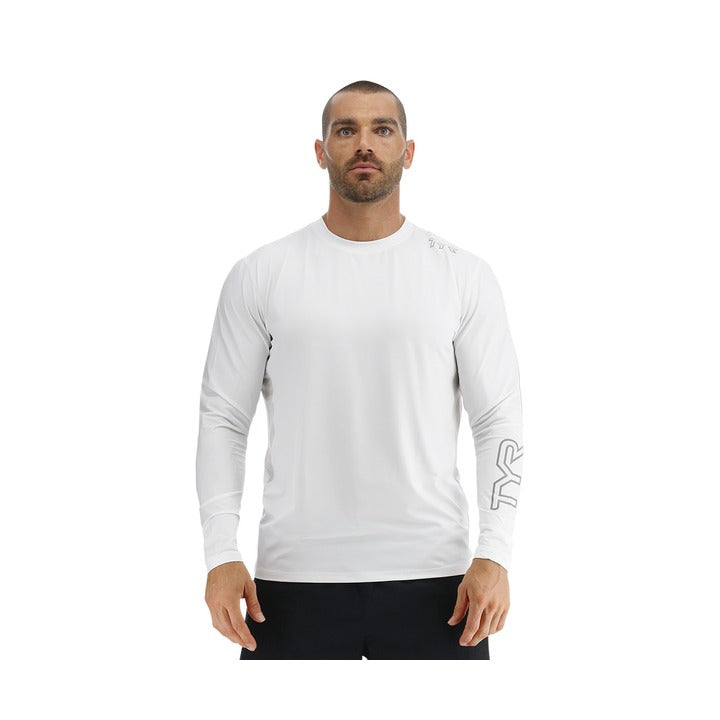 Tyr SunDefense Men's Vented Long Sleeve Crew Shirt - Solid