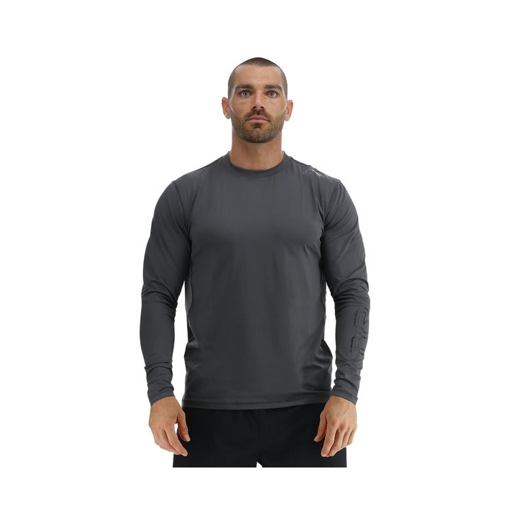 Tyr SunDefense Men's Vented Long Sleeve Crew Shirt - Solid