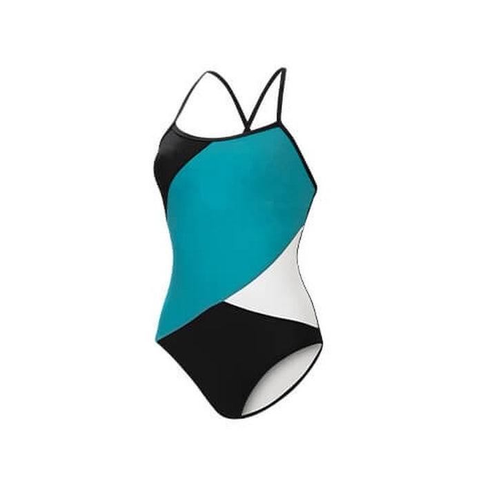 Women's Aquashape Black Surplice Front Swim Romper Swimsuit
