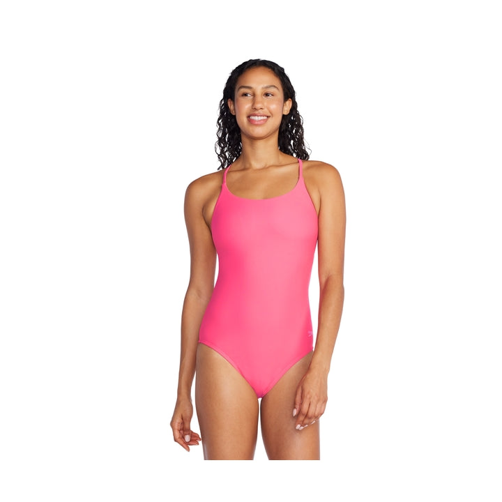 Speedo Womens Solid Double Cross Back 1 Pc