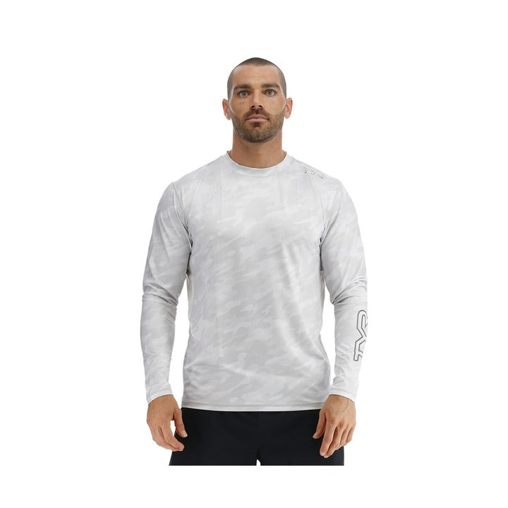 Tyr SunDefense Men's Vented Long Sleeve Crew Shirt - Camohex