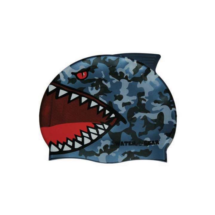 Blue Shark Silicone Swim Cap